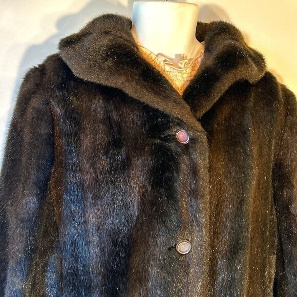 Martinique SZ10 Brownish Black Fur Vintage Car Coat Jacket Chic Gift Old Glamour - Picture 2 of 7